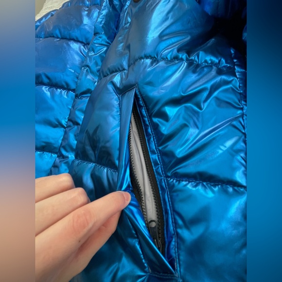 RARE Champion x NASA Metallic Puffer Jacket Mens Blue Quilted Space - Picture 9 of 12